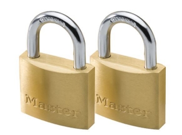 图片 Master Lock 40MM Hard Steel Shackle, 2 Pieces Key-Alike Brass Padlock, MSP1902T