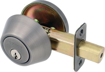 图片 Ezset Single Cylinder Deadbolt Satin Antique Brass