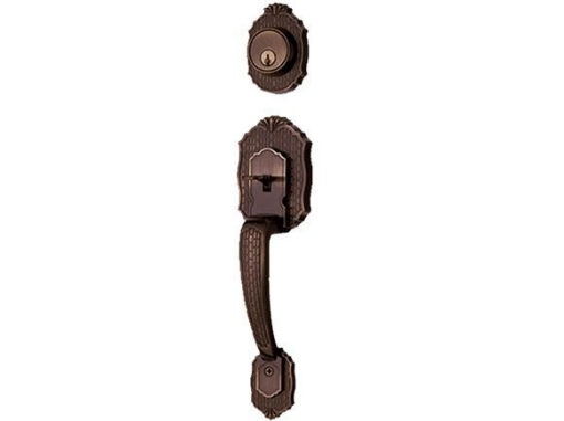 图片 Ezset Handleset Entrance Peacock 1c Deadbolt Antique Brass