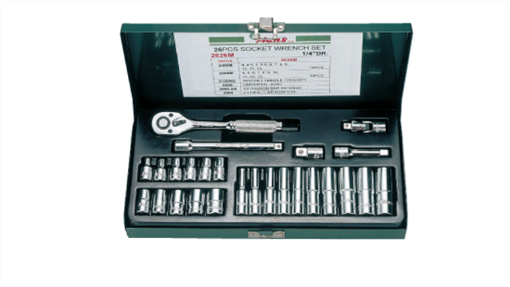 图片 Hans 1/4" Drive 12 Points 26 Pcs. Socket Wrench Set - Inches Size