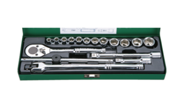 图片 Hans 3/8" DR. 6 Points 18 Pcs. Socket Wrench Set - Metric Size