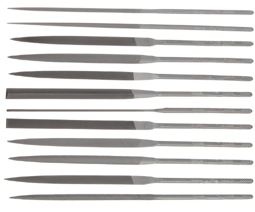 图片 Nicholson 12 Piece Needle File Set with Handles, Swiss Pattern, Double Cut, #2 Coarseness, 6-1/4" Length