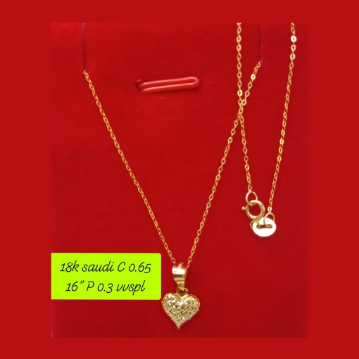 图片 18K - Saudi Gold Necklace with Pendant C 0.65g P 0.3g (16") - SC065GP03G