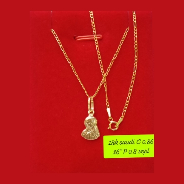 图片 18K - Saudi Gold Necklace with Pendant C 0.86g P 0.8g (16") - SC086GP08G