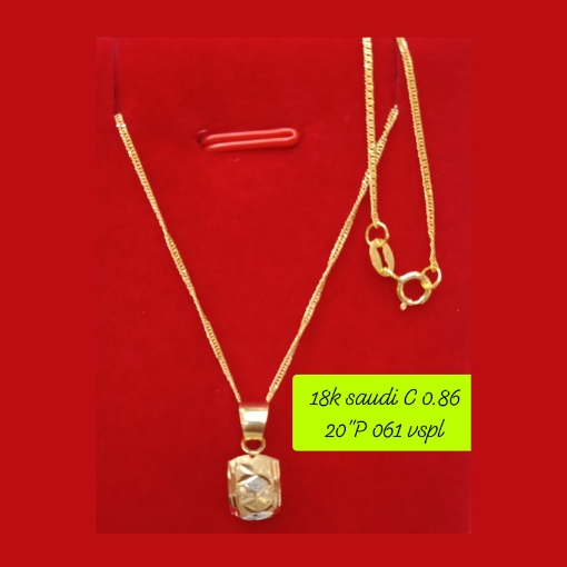 图片 18K - Saudi Gold Necklace with Pendant C 0.86g P 0.61g (20") - SC086GP061G