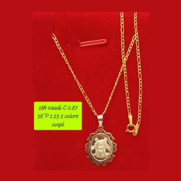 图片 18K - Saudi Gold Necklace with Pendant C 0.87g P 1.23g (16") - SC087GP123G