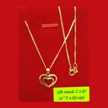 图片 18K - Saudi Gold Necklace with Pendant C 0.87g P 0.68g (20") - SC087GP068G