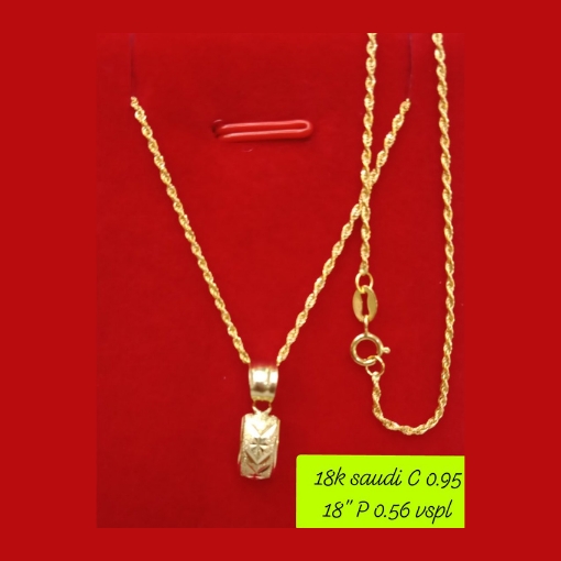 图片 18K - Saudi Gold Necklace with Pendant C 0.95g P 0.56g (18") - SC095GP056G