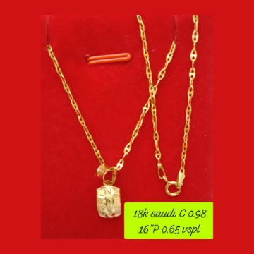 图片 18K - Saudi Gold Necklace with Pendant C 0.98g P 0.65g (16") - SC098GP065G