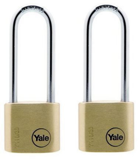 图片 Yale Classic Series Outdoor Solid Brass Long Shackle Padlock 30mm with Multi-pack - Y110/30/150/2