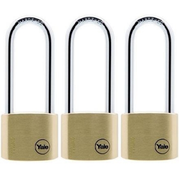 图片 Yale Classic Series Outdoor Solid Brass Long Shackle Padlock 40mm with Multi-pack - Y110/40/163/3