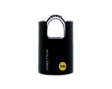 图片 Yale Classic Series Outdoor Black Plastic Covered Brass Padlock (Baron Shackle) 40mm - Y121/40/125/1