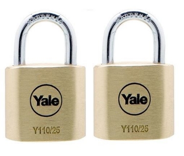 图片 Yale Classic Series Outdoor Solid Brass Padlock 25mm with Multi-pack - Y110/25/115/2