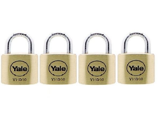 图片 Yale Classic Series Outdoor Solid Brass Padlock 20mm with Multi-pack Y110/20/111/4