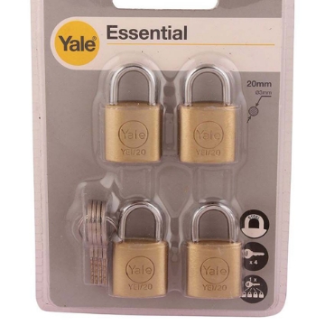 图片 Yale YE1/20/111/4, Essential Series Indoor Solid Brass Padlock 20mm, YE1201114