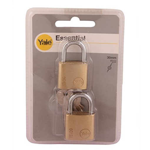 图片 Yale YE1/30/115/2, Essential Series Indoor Solid Brass Padlock 30mm, YE1301152