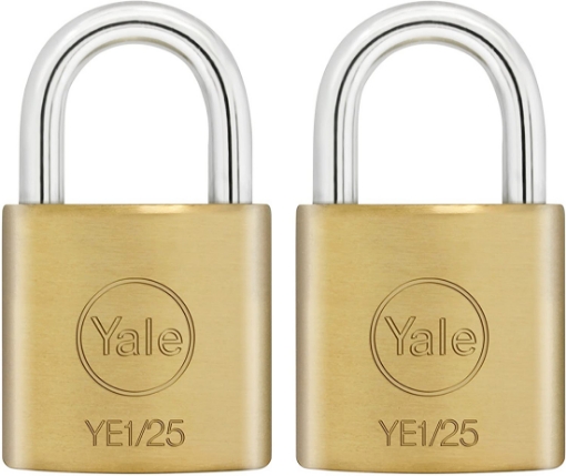 图片 Yale YE1/25/113/2, Essential Series Indoor Solid Brass Padlock 25mm, YE12511132