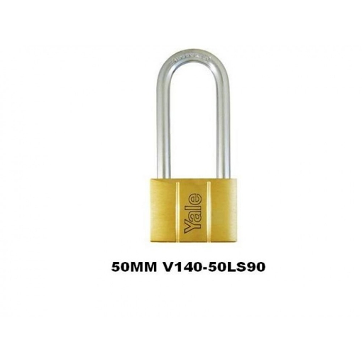 图片 Yale V140.50 LS90 KA2, Long Shackle Brass Padlocks 140 Series Key Alike 2, V14050LS90