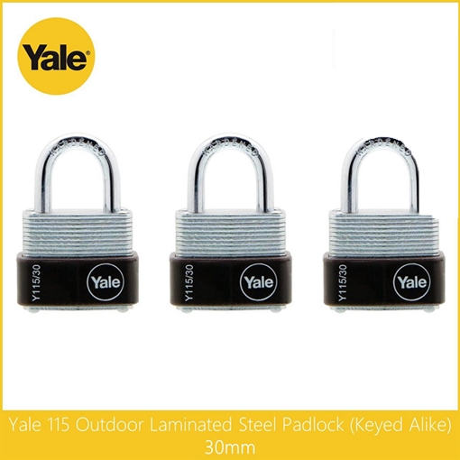 图片 Yale Y115/30/117/3,  Outdoor Laminated Steel Padlock, Keyed Alike 30mm, Y115301173