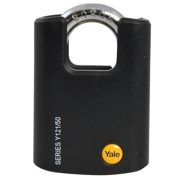 图片 Yale Y121/50/132/1, Brass Black Cover Closed Shackle Padlock 50mm, Y121501321