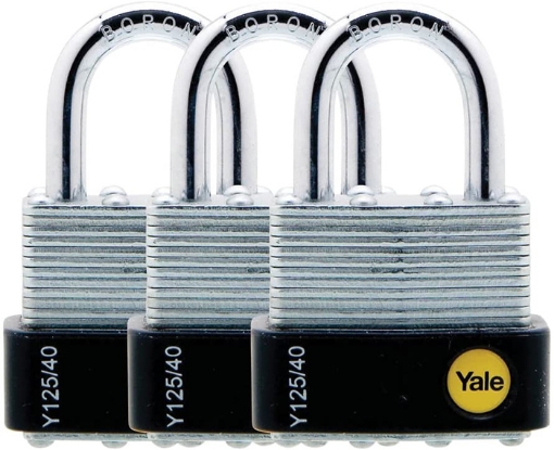 图片 Yale Y125/40/122/3, Laminated Padlock 40mm, Pack of 3, Y125401223