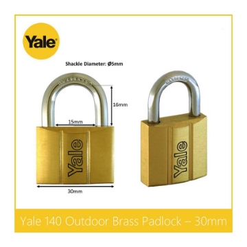 图片 Yale V140.30 KA2, Standard Shackle Brass Padlocks 140 Series Key Alike 2, V14030KA2