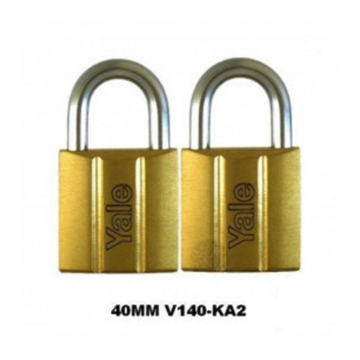 图片 Yale V140.40 KA2, Standard Shackle Brass Padlocks 140 Series Key Alike 2, V14040KA2