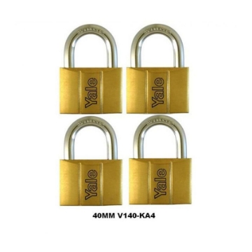 图片 Yale V140.40 KA4, Standard Shackle Brass Padlocks 140 Series Key Alike 4, V14040KA4