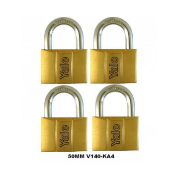 图片 Yale V140.50 KA4, Standard Shackle Brass Padlocks 140 Series Key Alike 4, V14050KA4