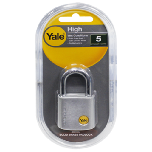 图片 Yale Y120/40/125/1, Solid Brass Padlock, Satin Chrome 40mm, Y120401251