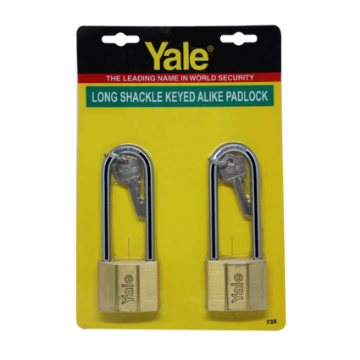 图片 Yale V140.50 LS90 KA2, Long Shackle Brass Padlocks 140 Series Key Alike 2, V14050LS90