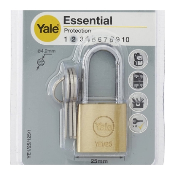 图片 Yale YE1/25/125/1, Long Shackle Brass Padlock, YE1251251