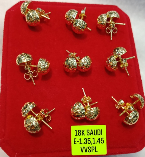 图片 18K Saudi Gold Earrings, 1.35g, 1.45g, 2805E135