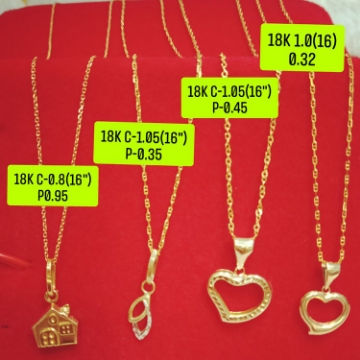 图片 18K Saudi Gold Necklace with Pendant, Chain 1.0g, Pendant 0.32g, Size 16", 2805N4H