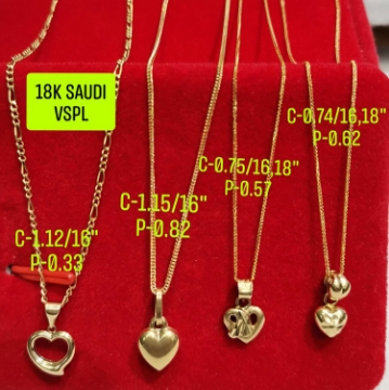 图片 18K Saudi Gold Necklace with Pendant, Chain 0.75g, Pendant 0.57g, Size 18", 2805NH