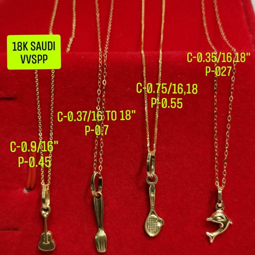 图片 18K Saudi Gold Necklace with Pendant, Chain 10.3g, Pendant 8.2g, Size 26", 2805NG