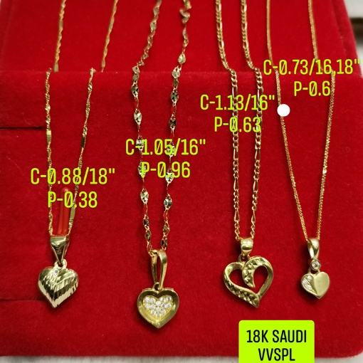 图片 18K Saudi Gold, Necklace with Pendant, Chain 0.88g, Pendant 0.38g, Size 18", 2805NH2