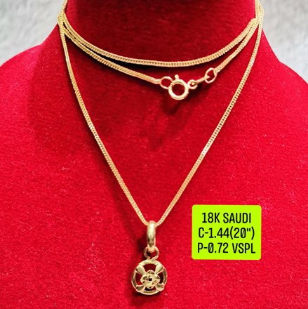 Picture of 18K Saudi Gold Necklace with Pendant, Chain 1.44g, Pendant 0.72g, Size 20", 2805N144