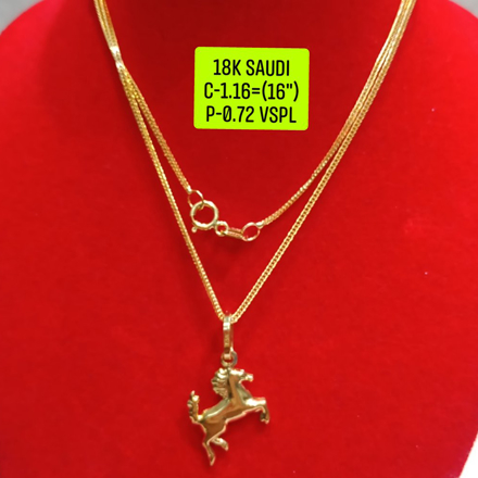 Picture of 18K Saudi Gold Necklace with Pendant, Chain 1.16g, Pendant 0.72g, Size 16", 2805N1160