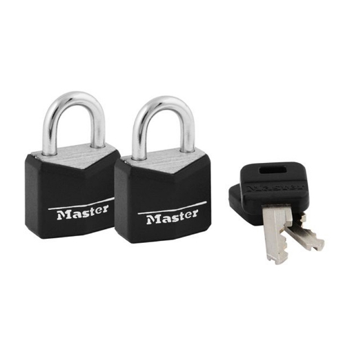 图片 Master Lock Brass 19MM with 11MM Shackle, 2 PIieces Key-Alike Padlock, MSP121TBLK