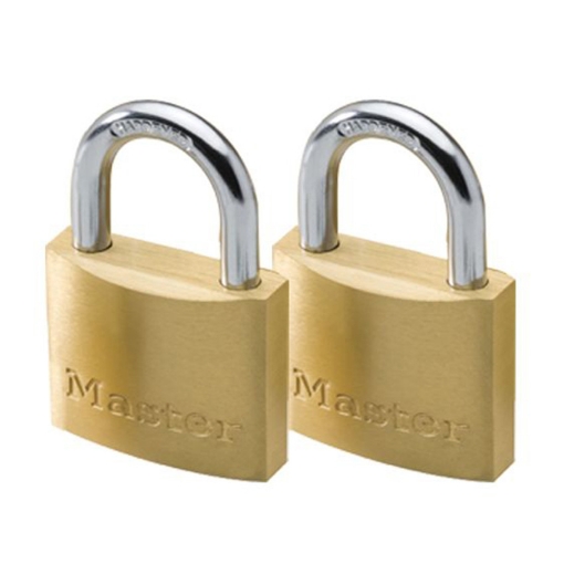 图片 Master Lock 50MM Hard Steel Shackle, 2 Pieces Key-Alike Brass Padlock, MSP1903T