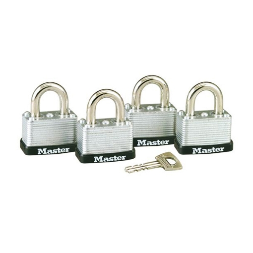 图片 Master Lock 38MM 16MM Shackle, 4 Pieces Key-Alike Laminated Steel Padlock, MSP3009D