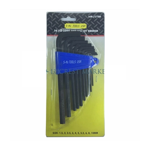 图片 S-Ks Tools USA Long Arm Allen Wrench Set (Black), HW-7310S