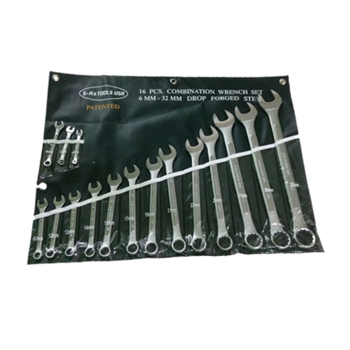 图片 S-Ks Tools USA 16Pcs Heavy Duty Combination Wrench Set-Inches Size, SKSCWSA16