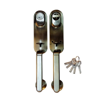 图片 Yale Handleset-Double Handle Evoke Series Dimple Key Antique Brass, YLHEH2EV234ABDK