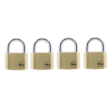 图片 Yale Padlock Solid Brass 40mm 22mm Shackle 4 pc KA, YLHY110/40/123/4