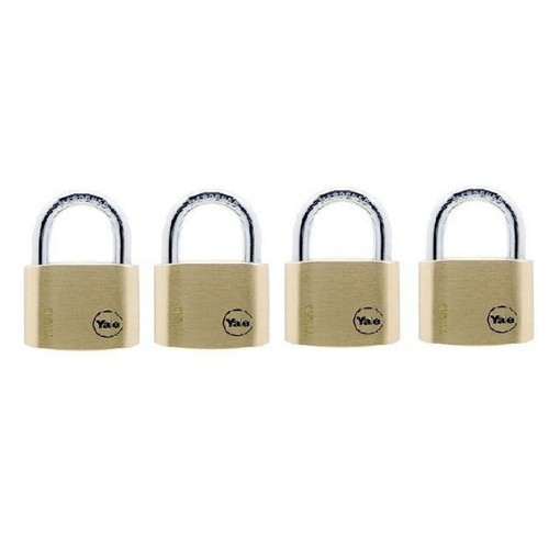 图片 Yale Padlock Solid Brass 40mm 22mm Shackle 4 pc KA, YLHY110/40/123/4