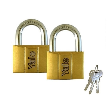 图片 Yale Padlock Solid Brass 30mm 16mm Shackle 2 pc KA, YLHV14030KAX2