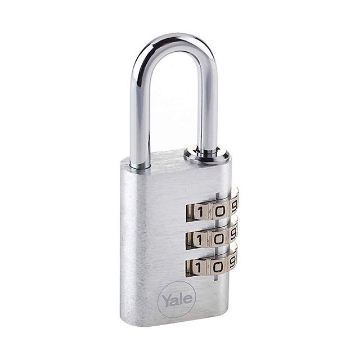 图片 Yale Padlock 3-Dial Aluminum 20mm 23mm Shackle Silver, YLHYE3C/20/121/1/S