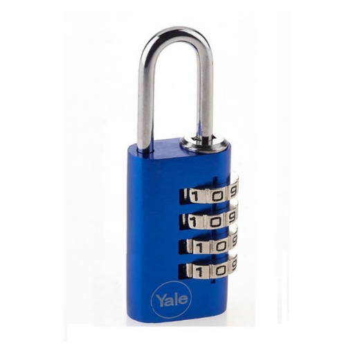 图片 Yale Aluminum Combination Padlock 28.5mm 4 Dials Blue, YLHYE3C/28/41261BL